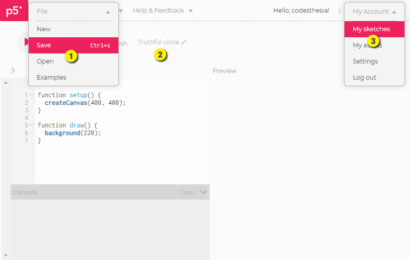 Uso del p5.js Web Editor | Computer Graphics Brera