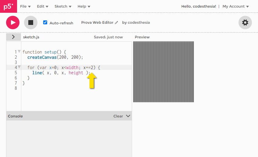 P5.js Web Editor: auto-refresh | P5.js Graphics